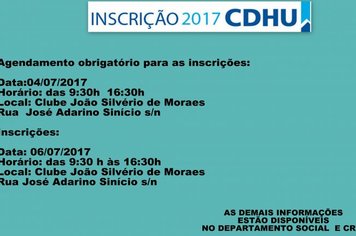 AGENDAMENTO   E INSCRIÇÕES CDHU