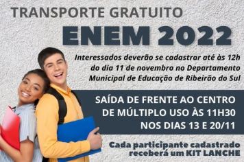 TRANSPORTE GRATUITO PARA O ENEM 2022