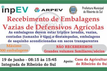 RECEBIMENTO DE EMBALAGENS VAZIAS DE DEFENSIVOS AGRÍCOLAS