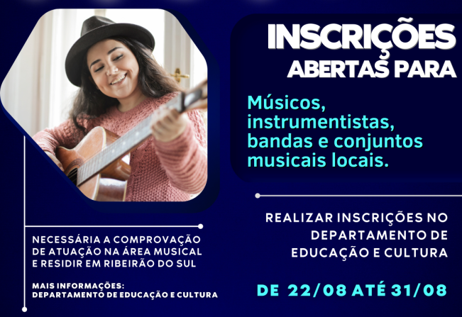 INSCRIÇÕES ABERTAS PARA MÚSICOS