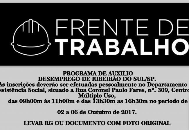 PROGRAMA DE AUXILIO DESEMPREGO DE RIBEIRÃO DO SUL/SP.